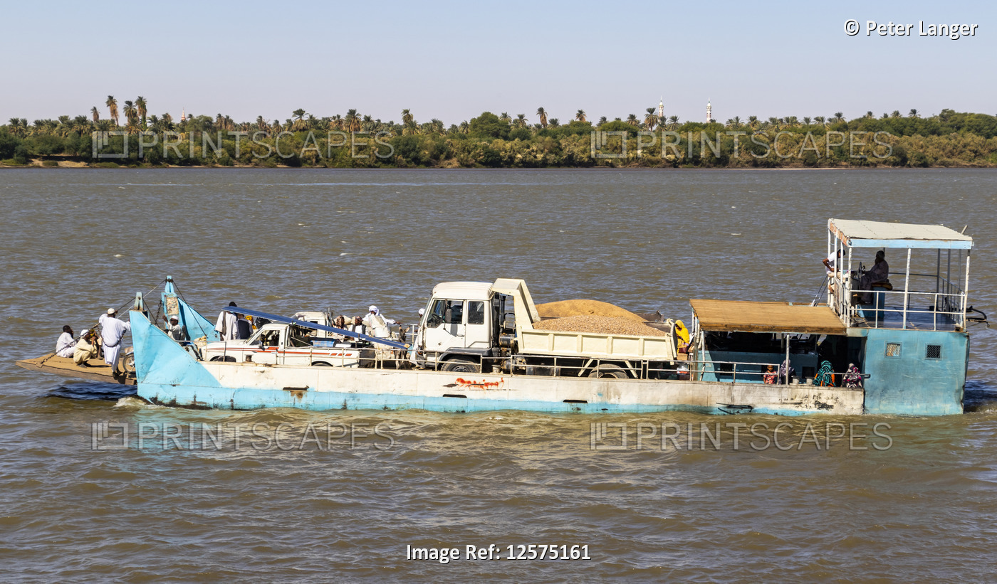 Car ferry on the Nile river; Kerma, Northern State, Sudan