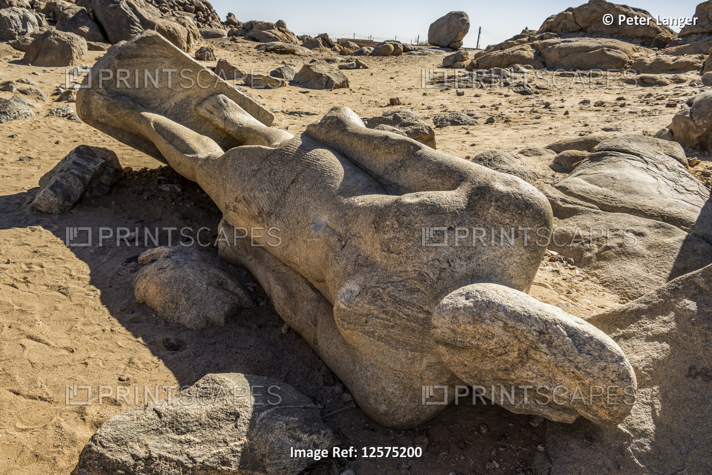 Unfinished statue of a Nubian Pharaoh of the 25th dynasty in the quarries near ...