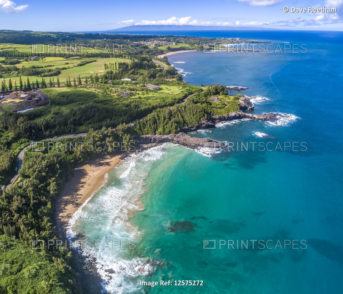 An aerial view of Slaughterhouse Beach looking back toward Kapalua with the ...