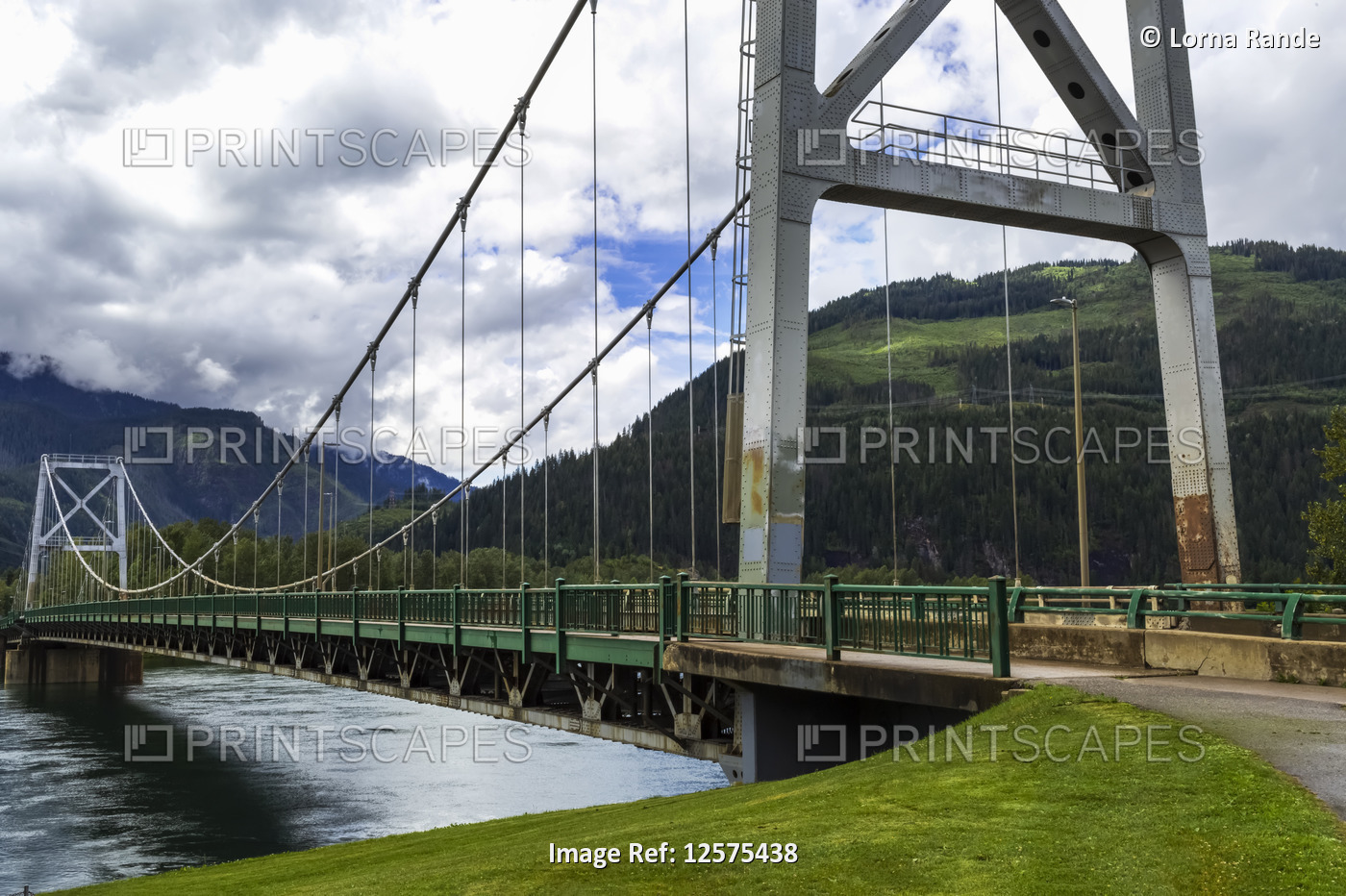 Road bridge crossing a river; Revelstoke, British Columbia, Canada