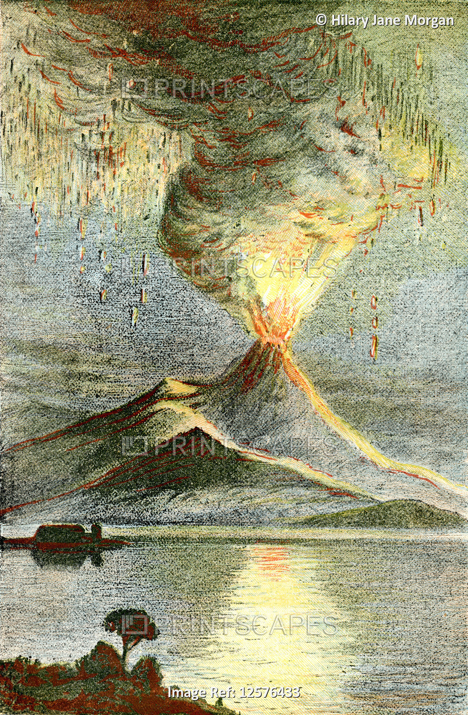 A volcano in eruption.  From The World's Foundations or Geology for Beginners, ...