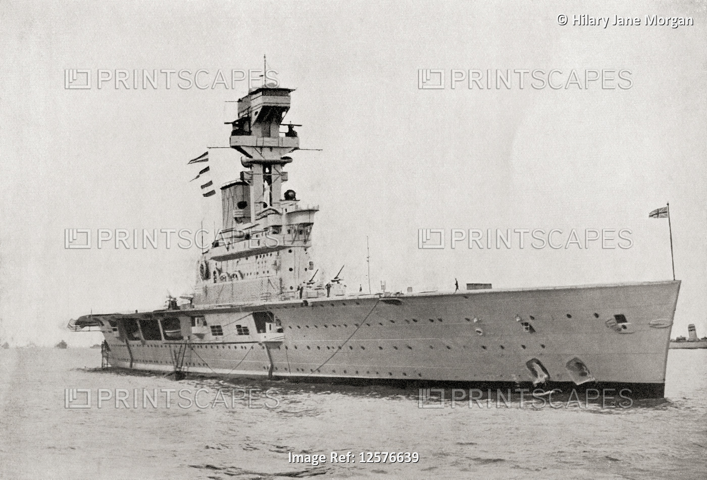 HMS Hermes, a British aircraft carrier built for the Royal Navy, the world's ...