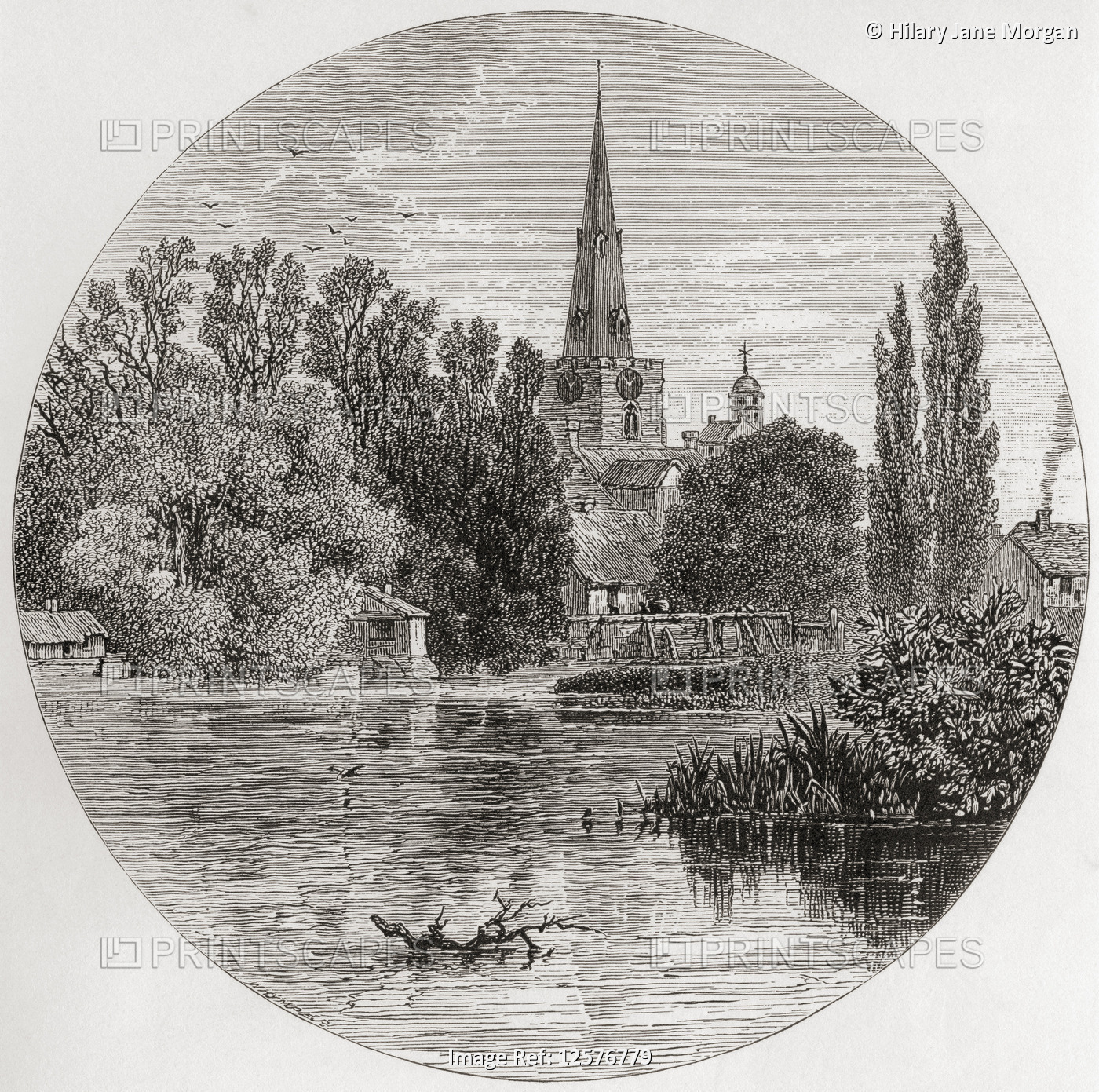 St Paul's Church by the River Great Ouse, Bedford, Bedfordshire, England, seen ...