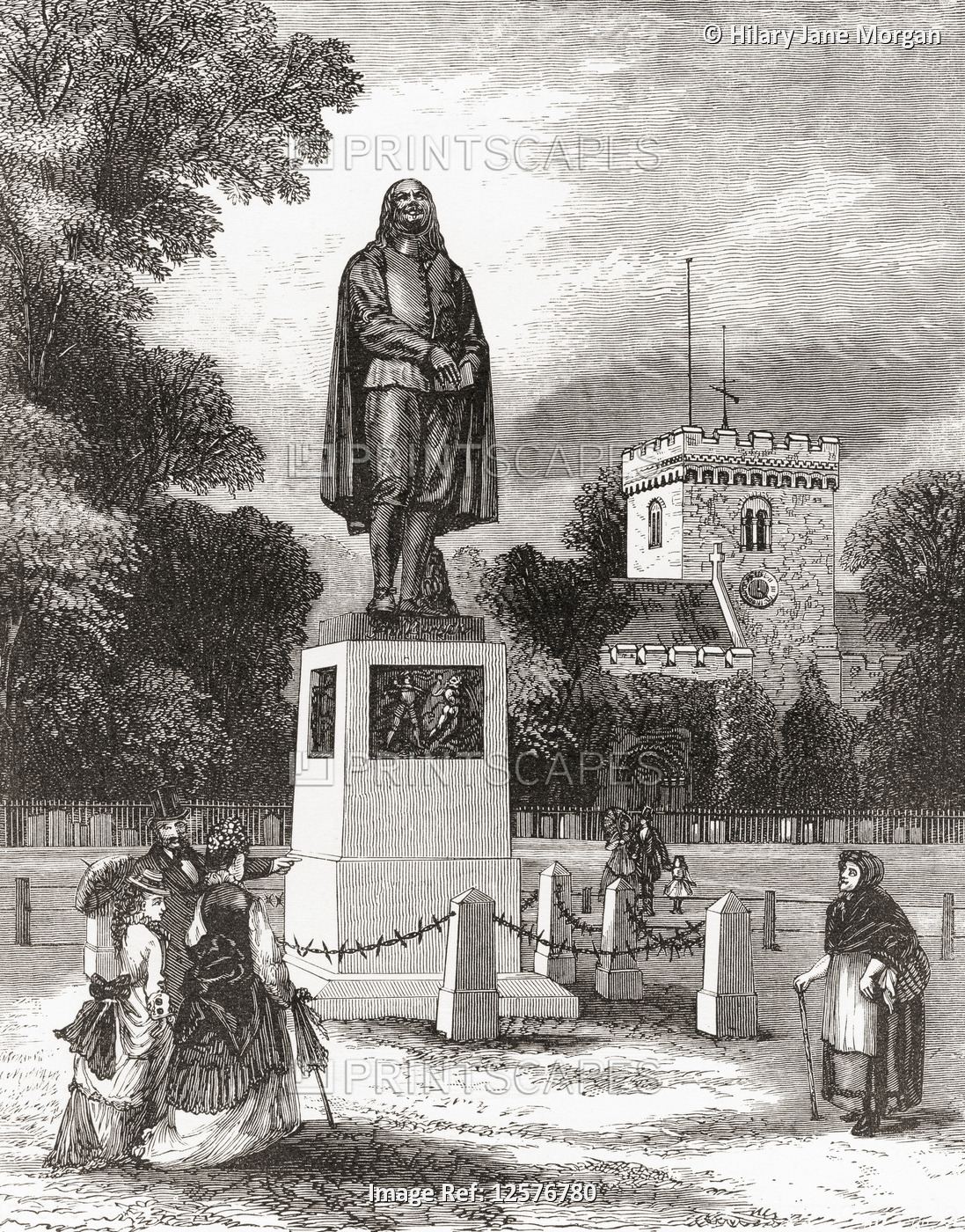The Bunyan Monument, Bedford, Bedfordshire, England, seen here in the 19th ...