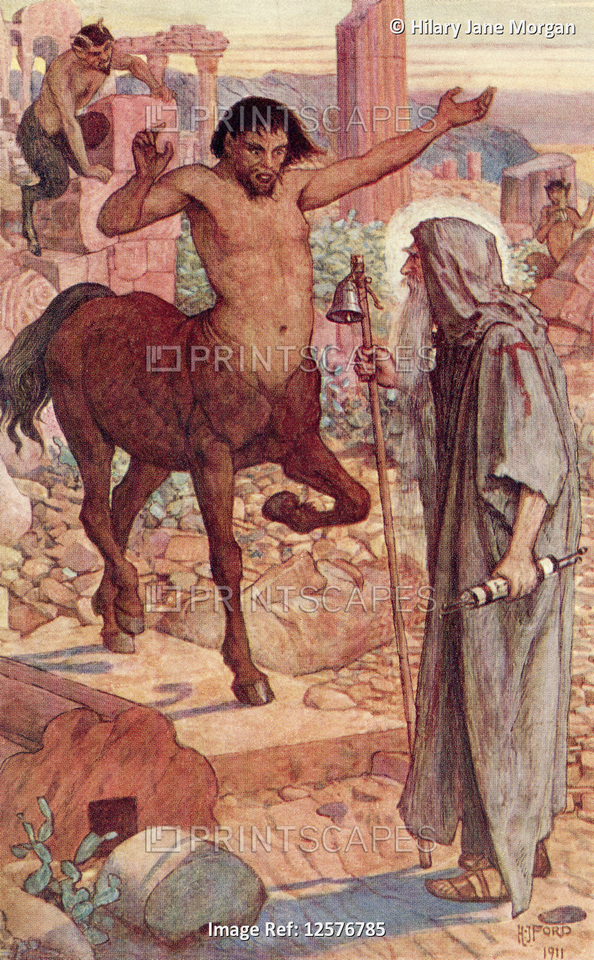 St. Anthony meets a centaur and a satyr during his journey through the desert ...