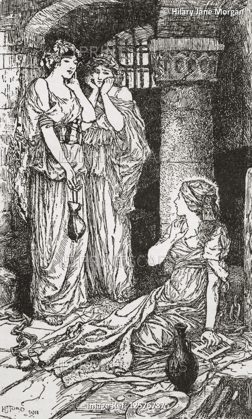 Dorothea in her prison cell is tempted by two apostates who had denied Christ ...