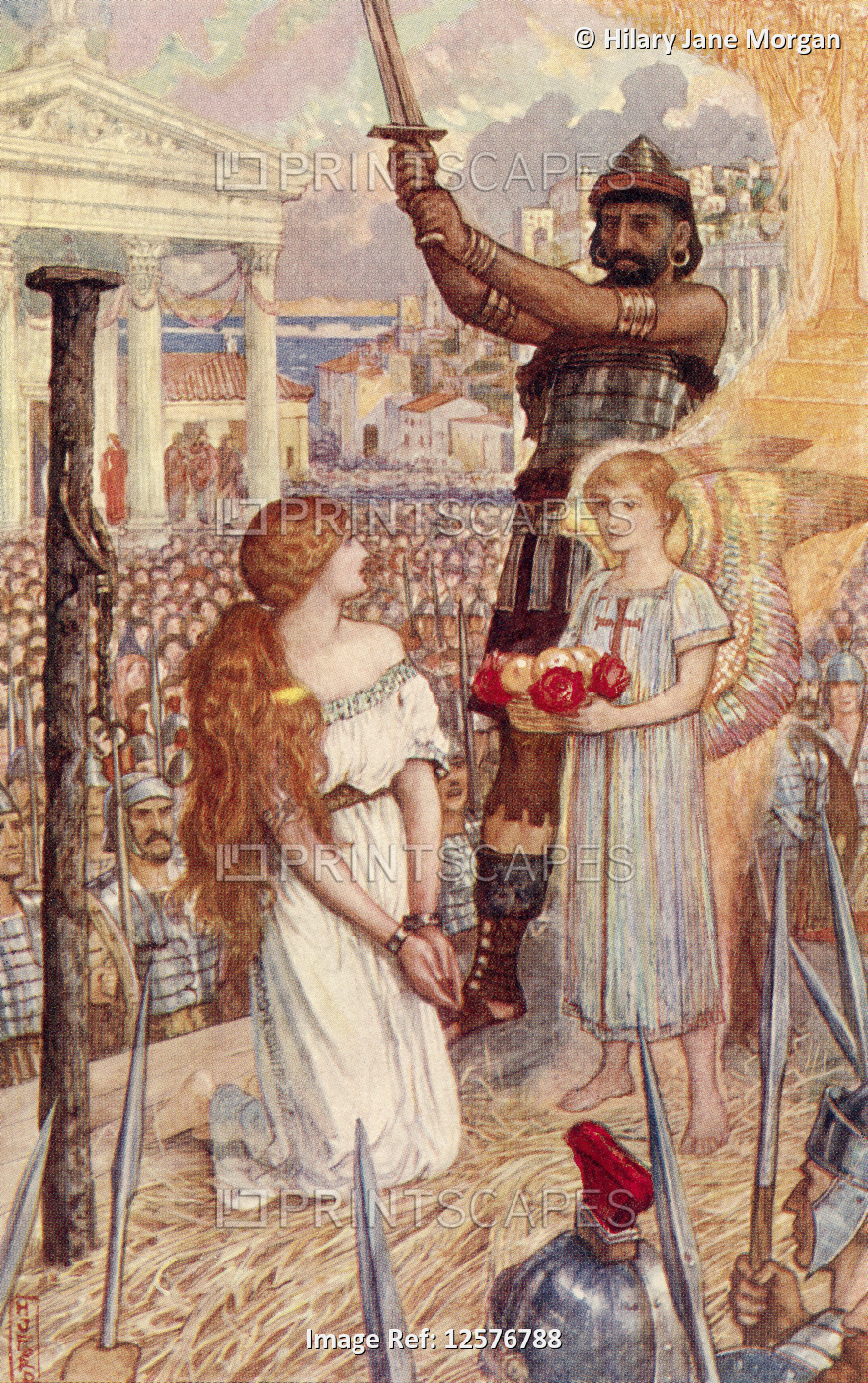 Dorothea at her execution.  From The Book of Saints and Heroes, published 1912