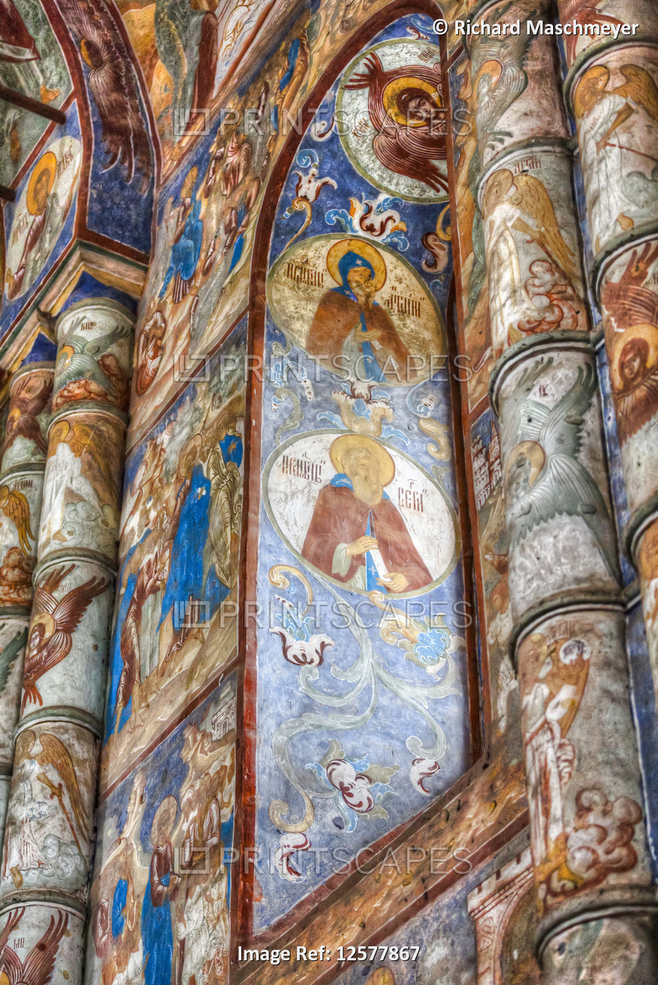 Frescoes, Gate Church of the Resurrection (1670), Kremlin, Golden Ring; Rostov ...
