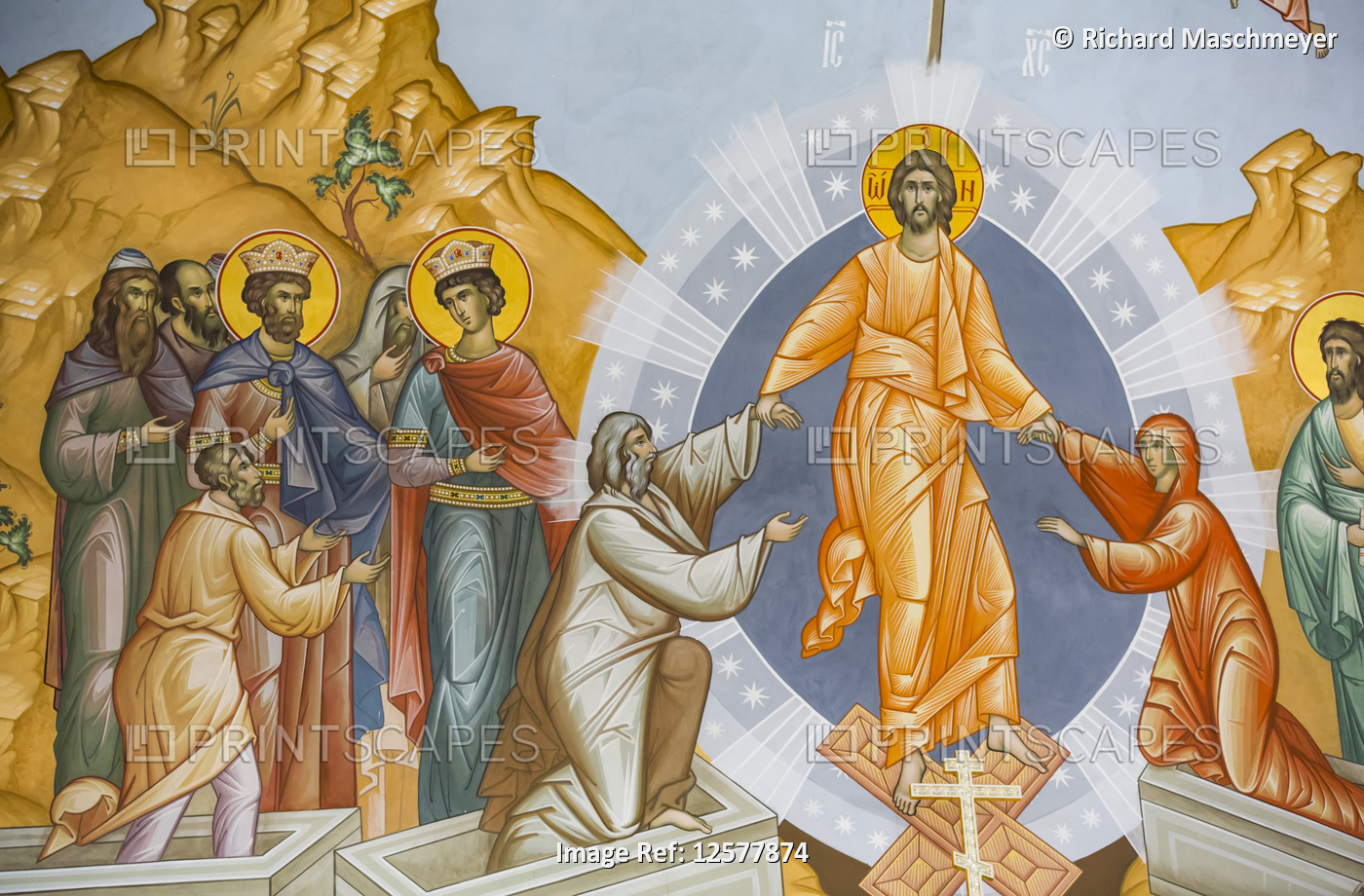 Fresco, Troitse-Sergiyev Varnitskiy Monastery, near Rostov Veliky, Golden Ring; ...