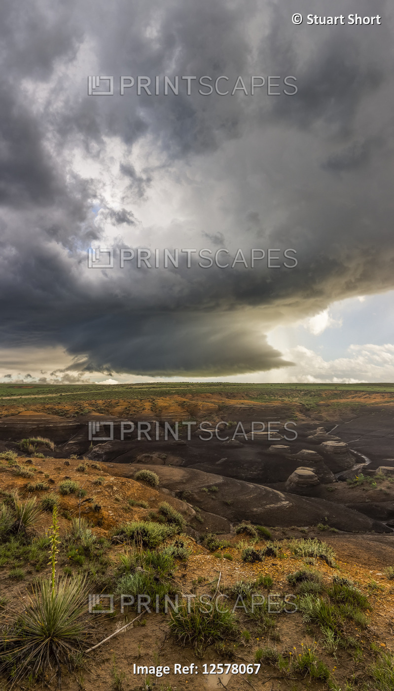Storm clouds over flat land; United States of America