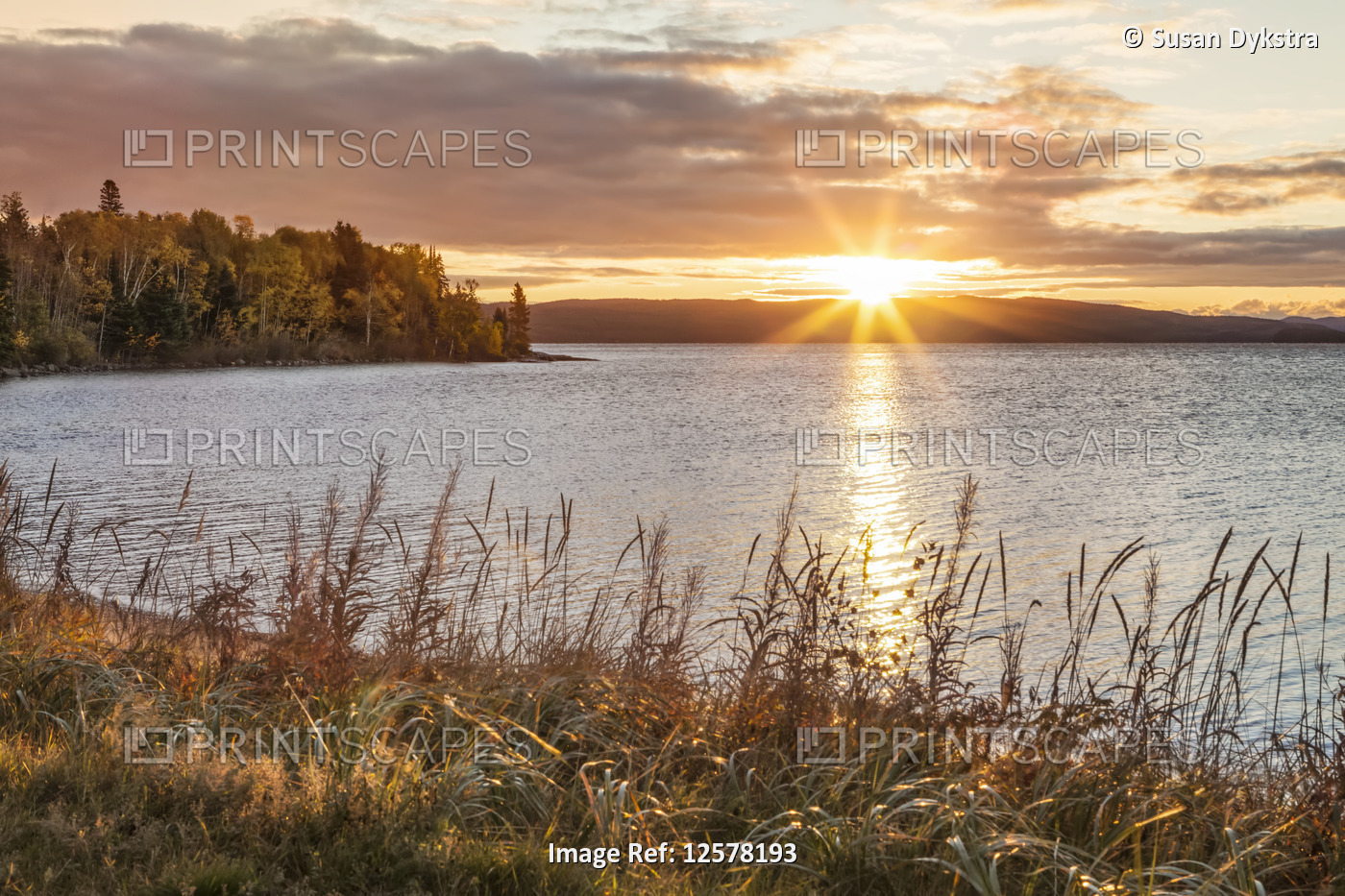 Lake Superior and an autumn sunset, Ontario, Canada
