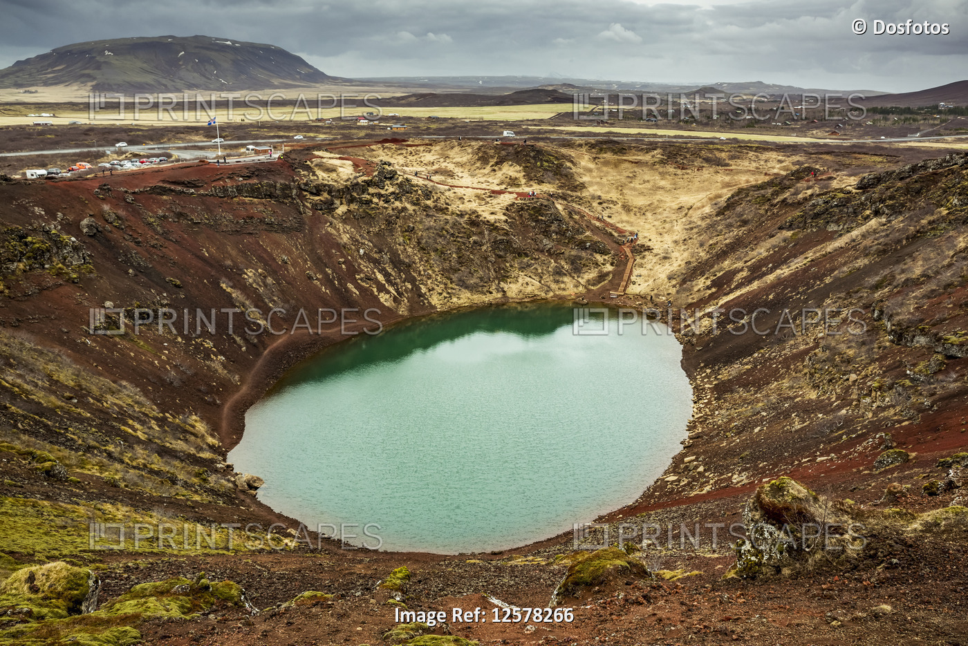 Kerid crater, a volcanic crater lake located in the Grimsnes area; Iceland