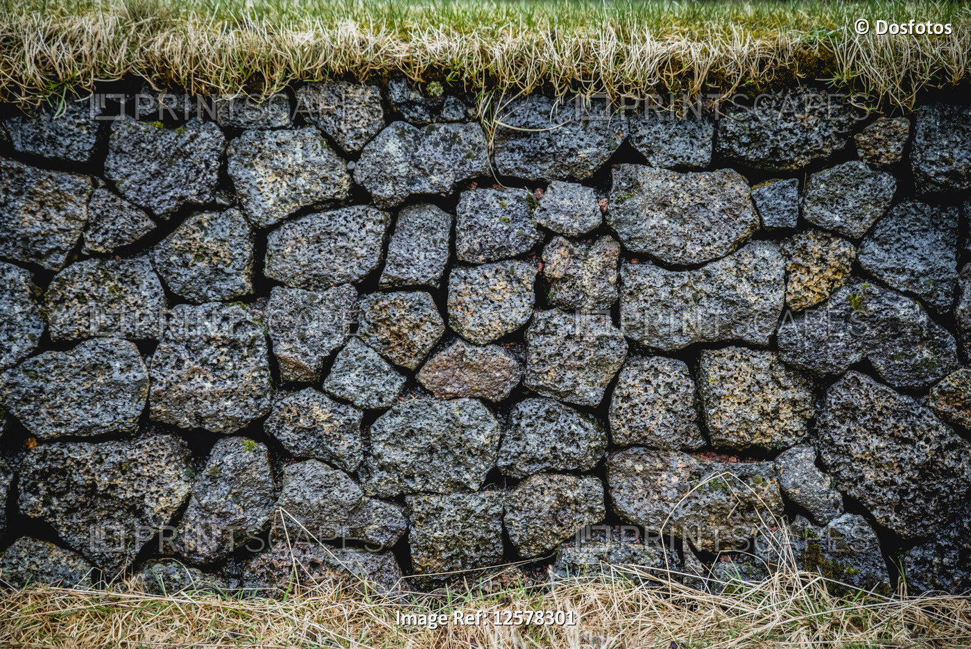 Basalt stone wall; Snaefellsnes, Iceland