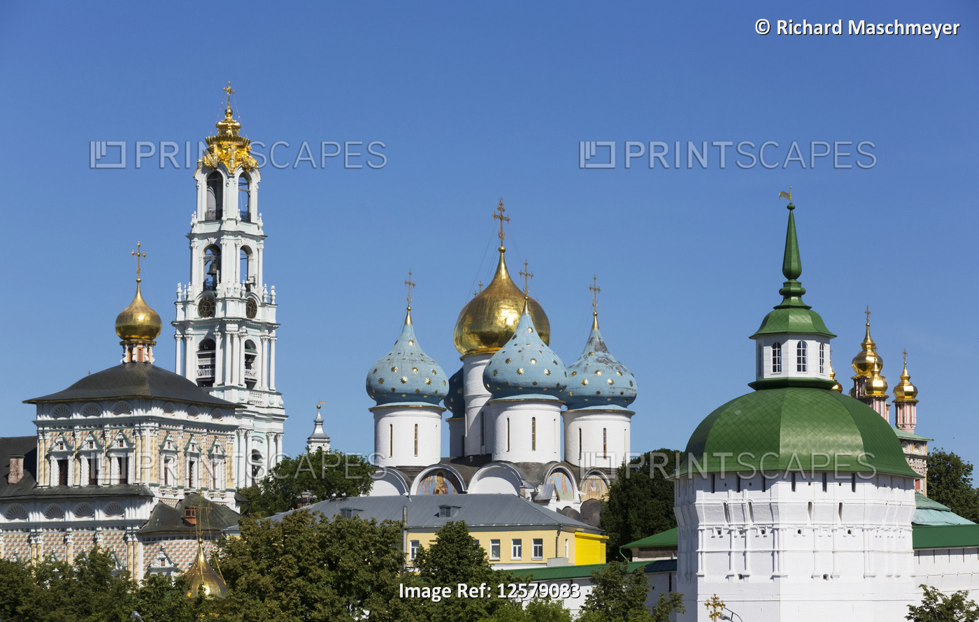View of the Trinity Sergius Lavra Monastery complex; Sergiev Posad, Moscow ...