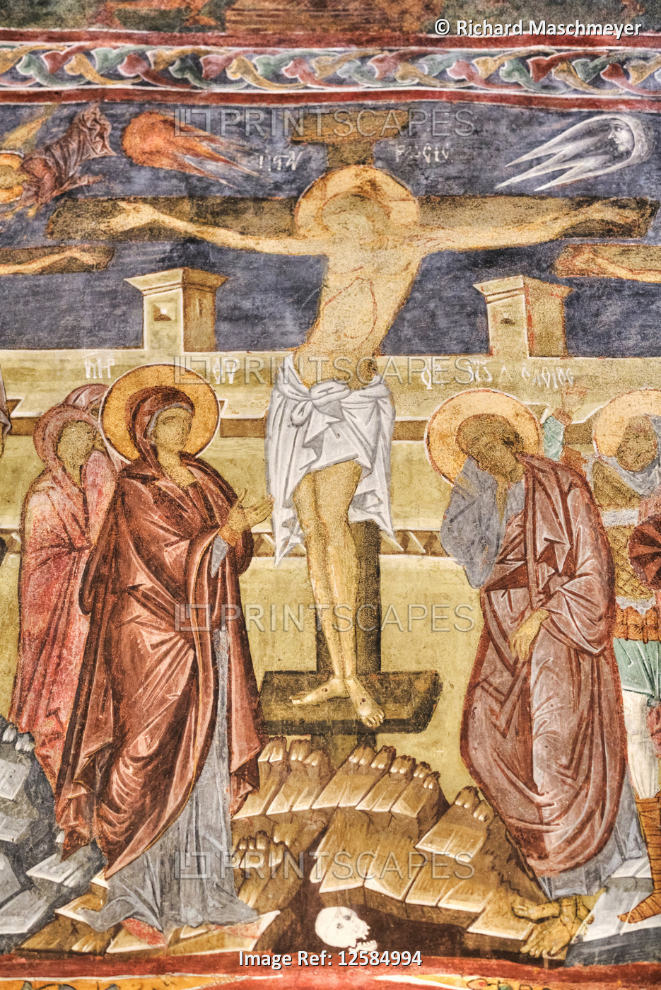 Interior fresco, Church of the Holy Cross, 1487; Patrauti, Suceava County, ...