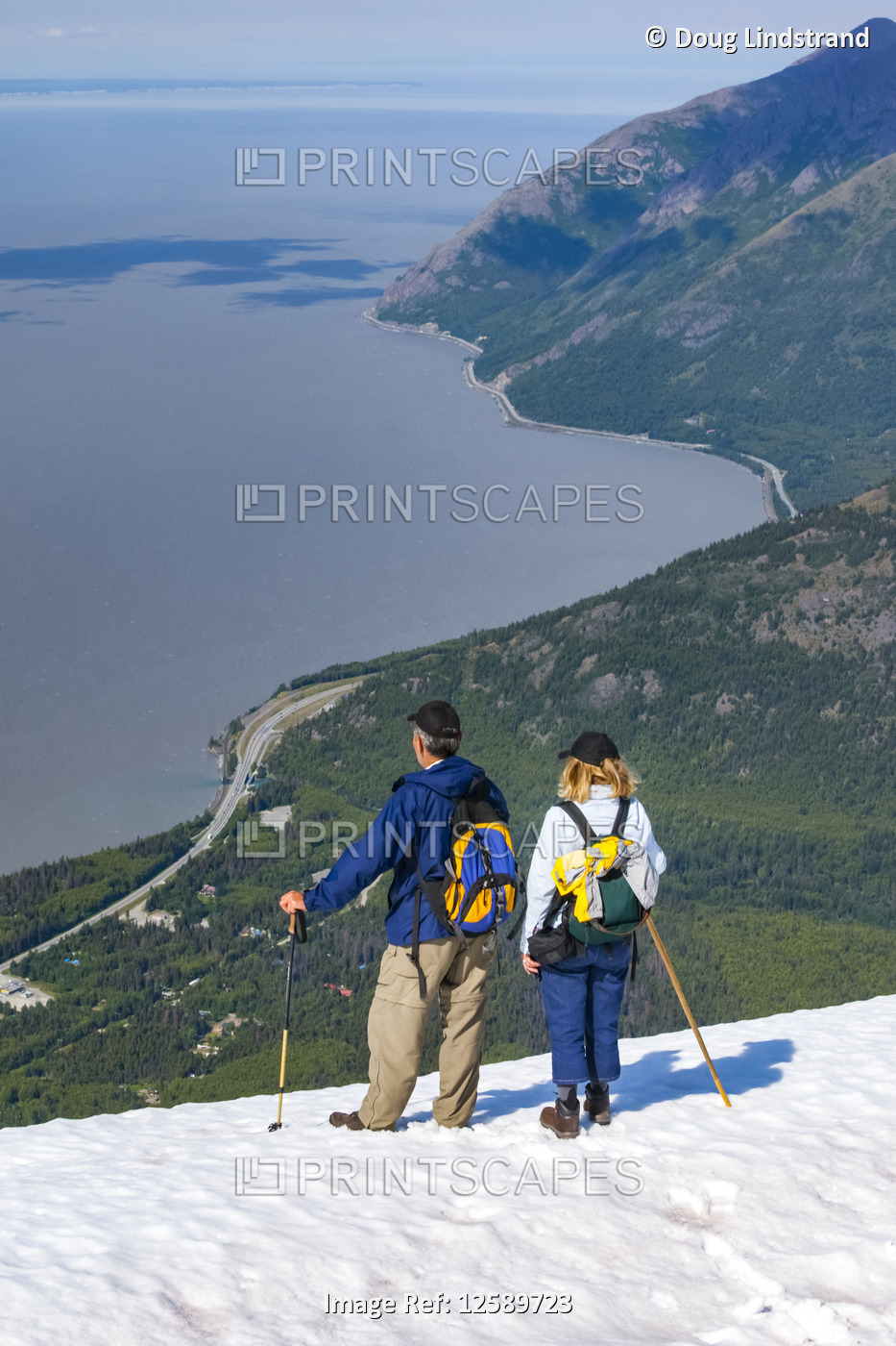 Hikers in the Chugach Mountains South of Anchorage, South-central Alaska. ...