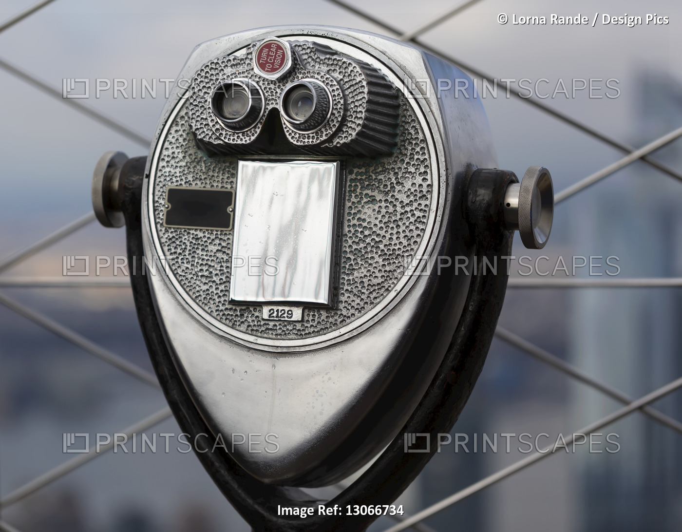 Binoculars outside on the observation deck at the Empire State Building in ...