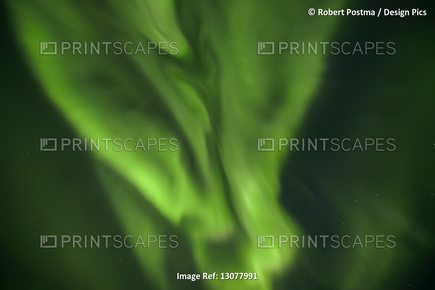 Aurora Borealis, or Northern Lights, light up the Yukon night skies; Yukon, ...