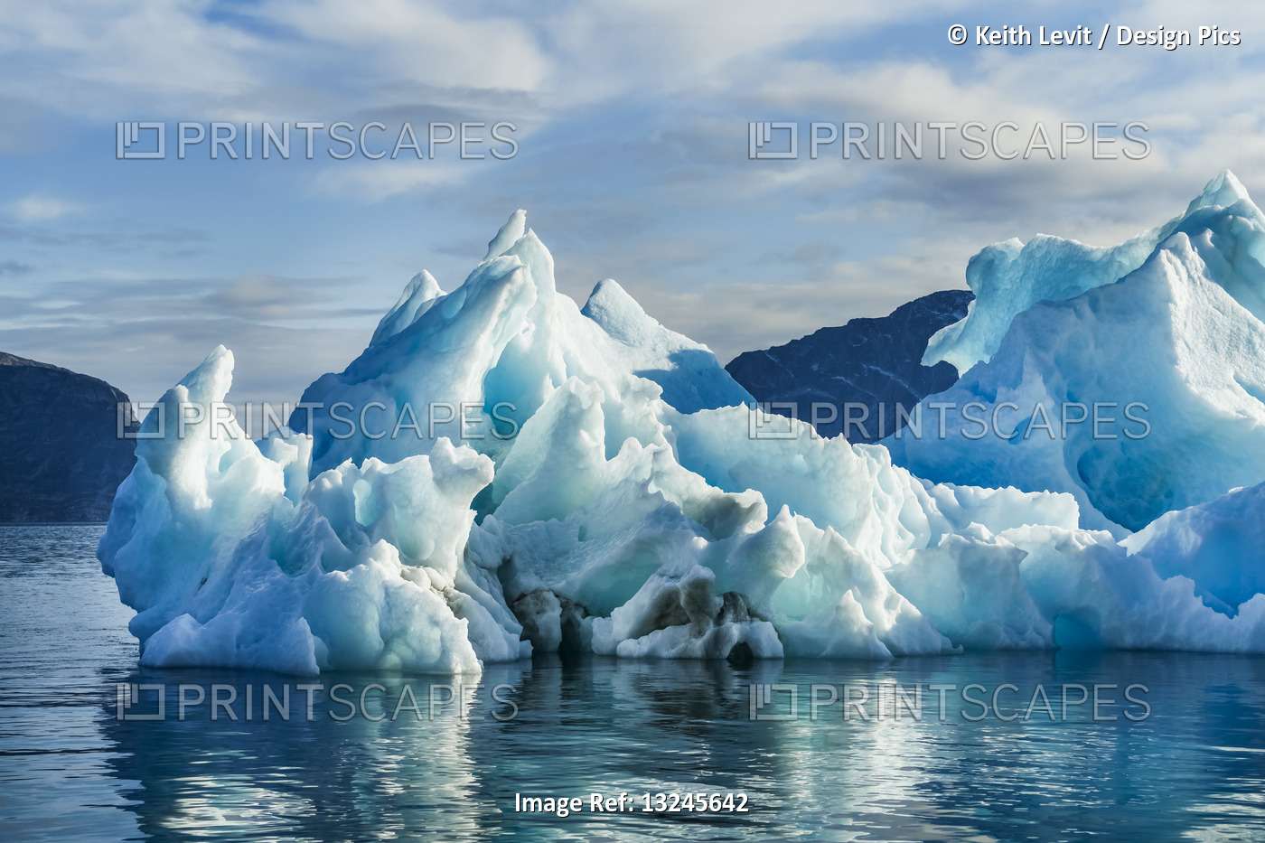 Glacial ice formations along the coast of Greenland; Sermersooq, Greenland