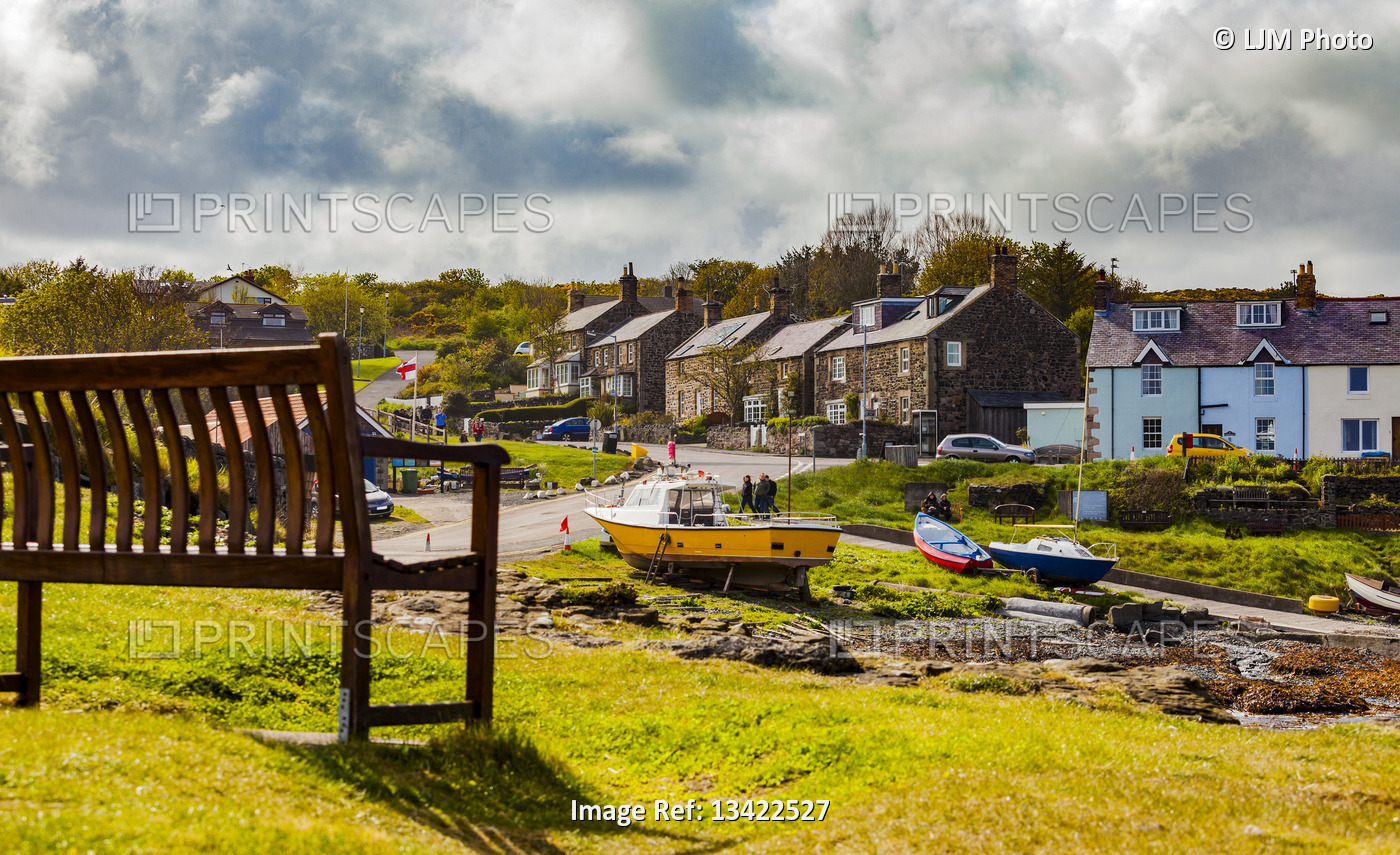 View of Craster, a small fishing village in Northumberland, England; Craster, ...