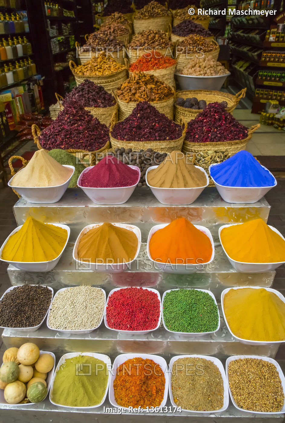 Spices for sale, Sharia el Souk (Bazaar); Aswan, Egypt
