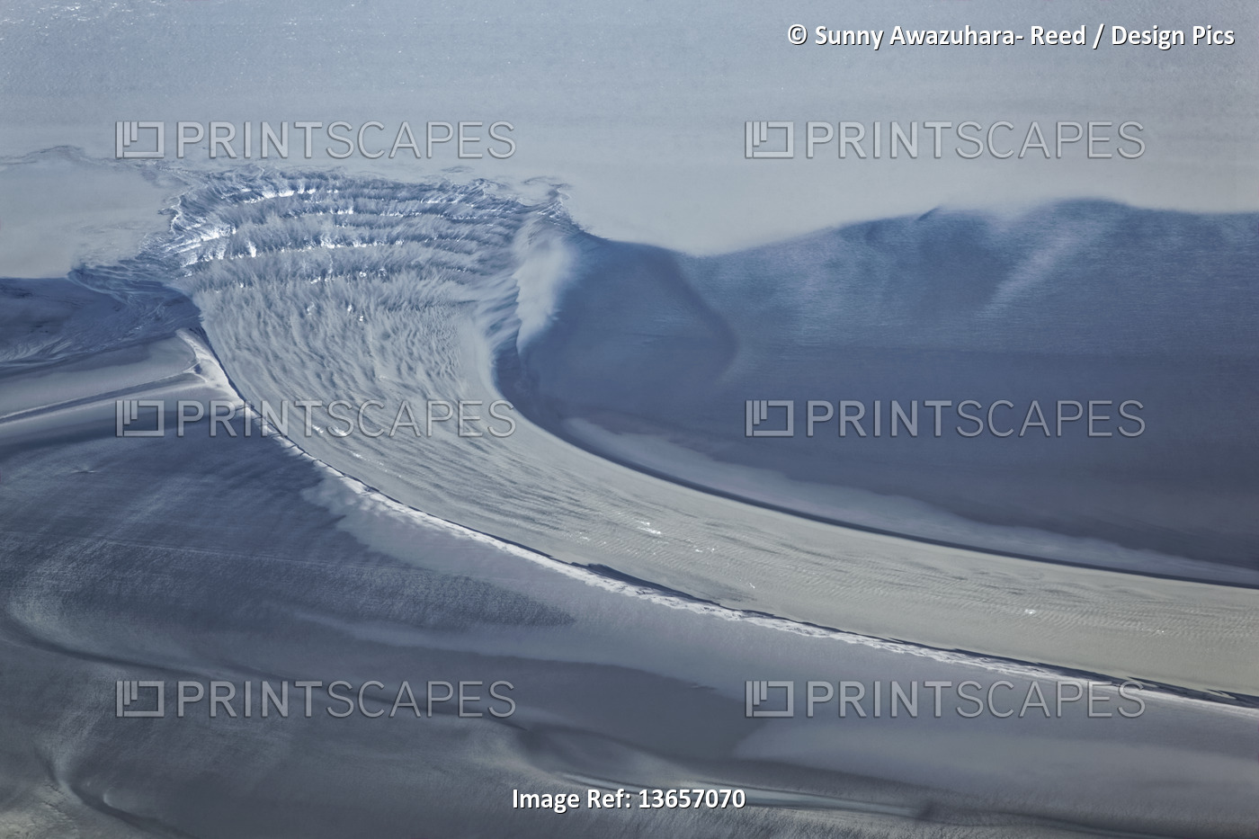 Aerial view of bore tide coming into Turnagain Arm of Cook Inlet, South-central ...