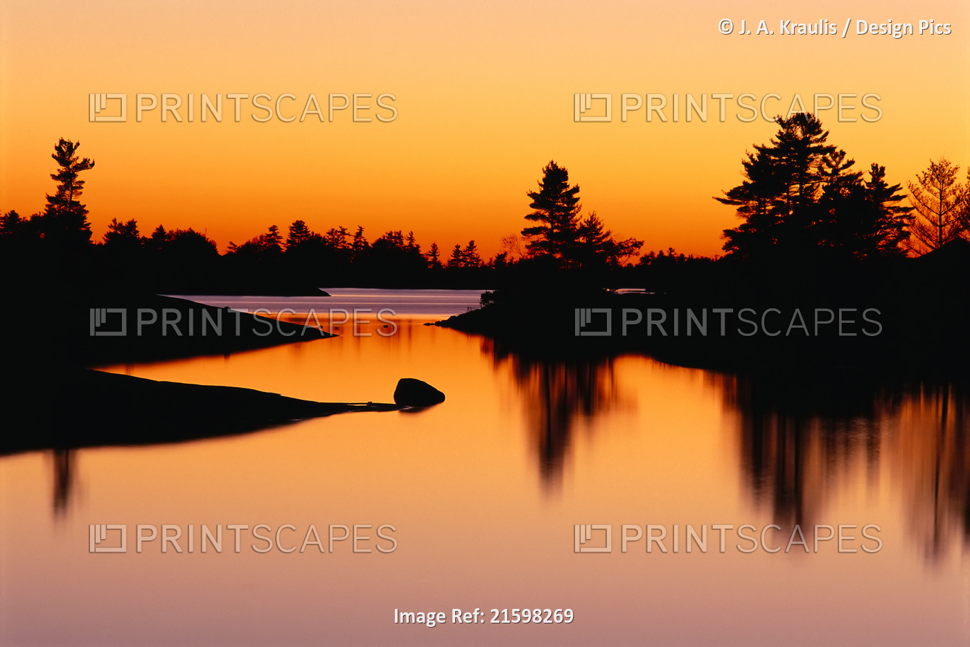 Sunset over Beausoleil Island Georgian Bay Islands National Park, Ontario, ...