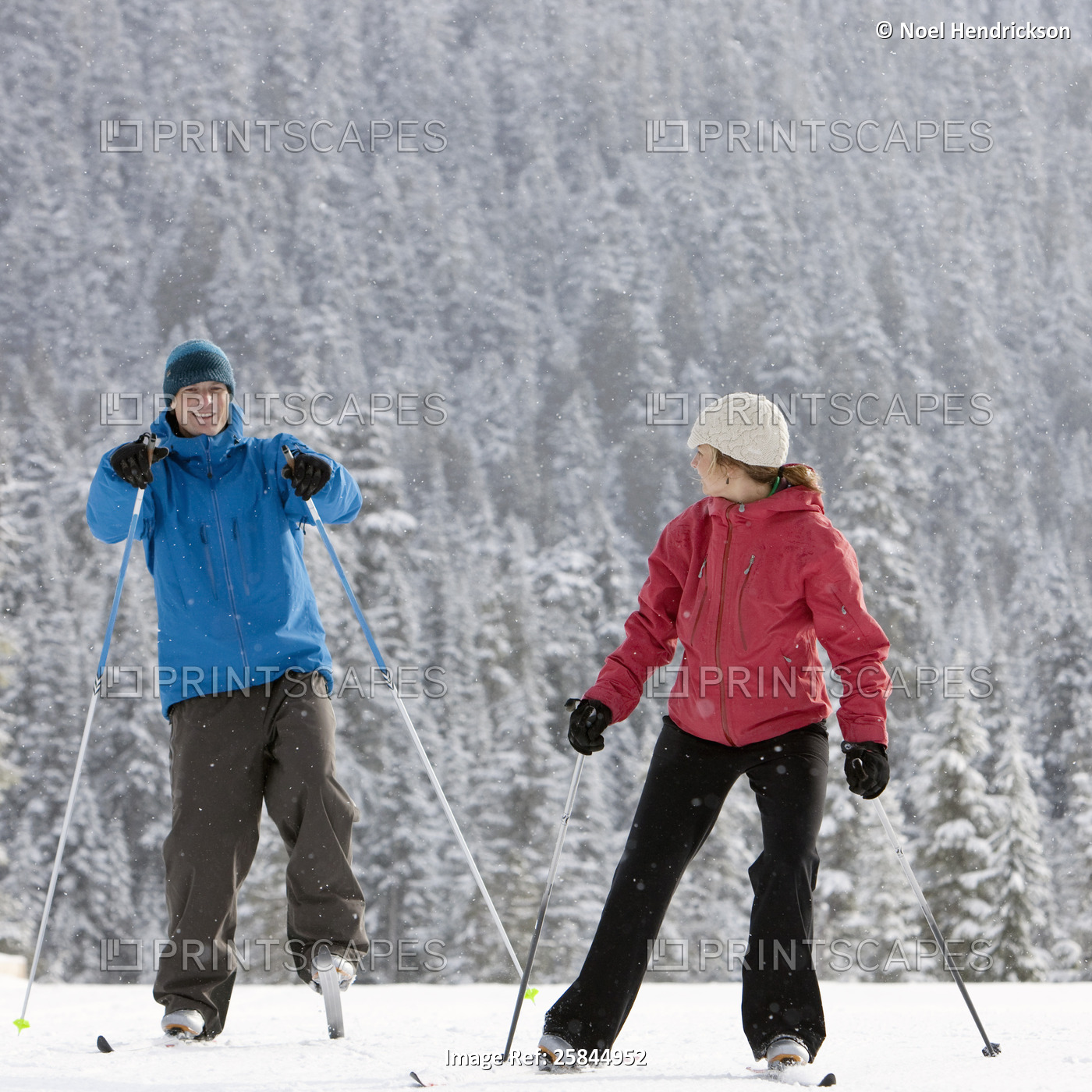 Close-up of Couple Cross Country Skiing, Whistler, British Columbia, Canada