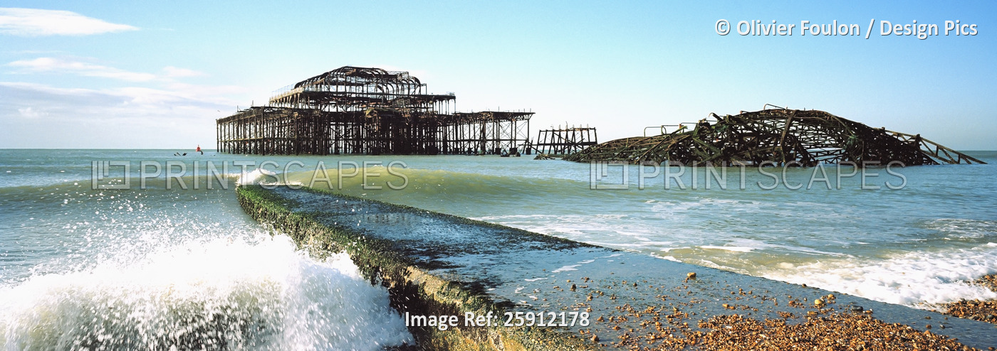 Old Pier at Brighton Beach, East Sussex, England
