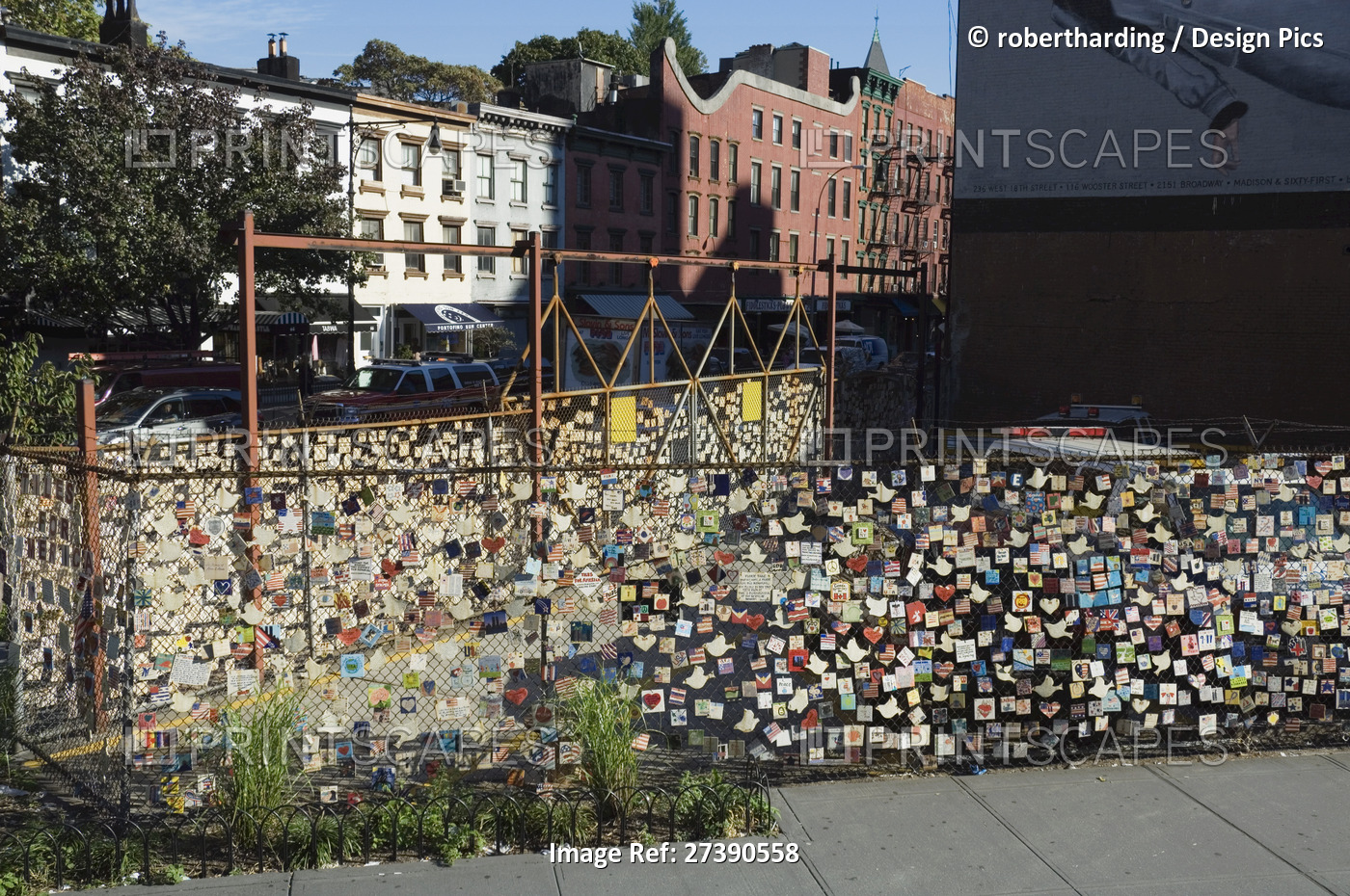 9/11 Messages on tiles on fence in Greenwich Village, Manhattan, New York, New ...