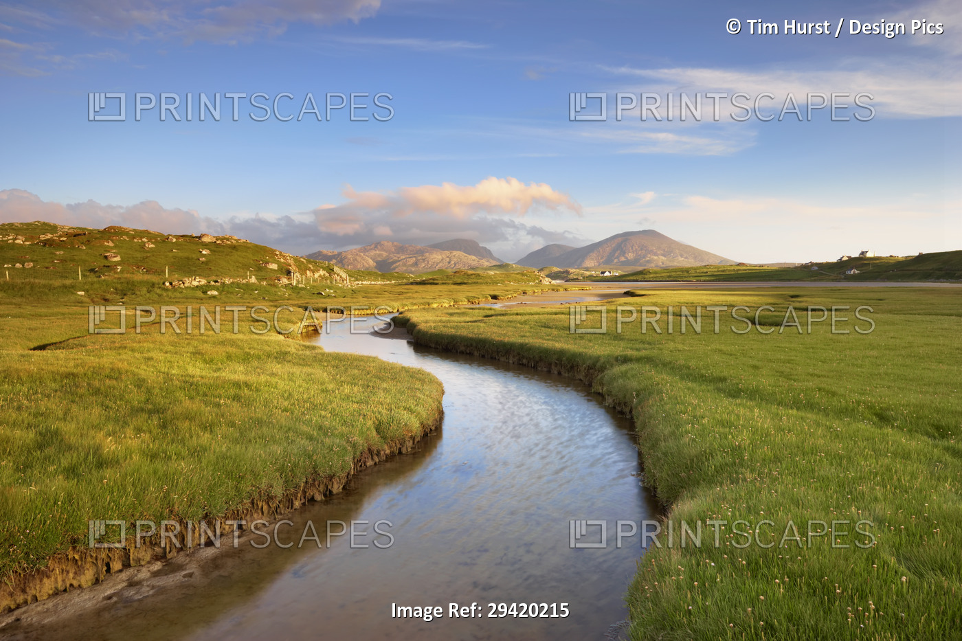 River and Salt Marsh, Isle of Lewis, Outer Hebrides, Hebrides, Scotland, United ...