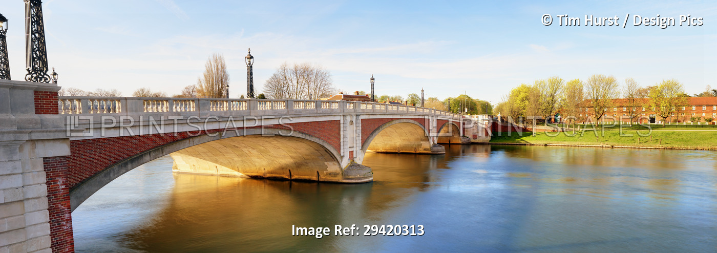 Bridge near Hampton Court Palace over River Thames, Hampton Court, London, ...