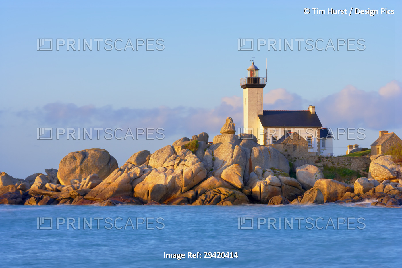 Lighthouse on Rocky Coastline, Brignogan-Plage, Finistere, Bretagne, France