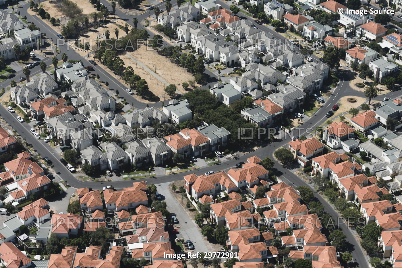 Aerial view of housing estate, Port Melbourne, Melbourne, Victoria, Australia