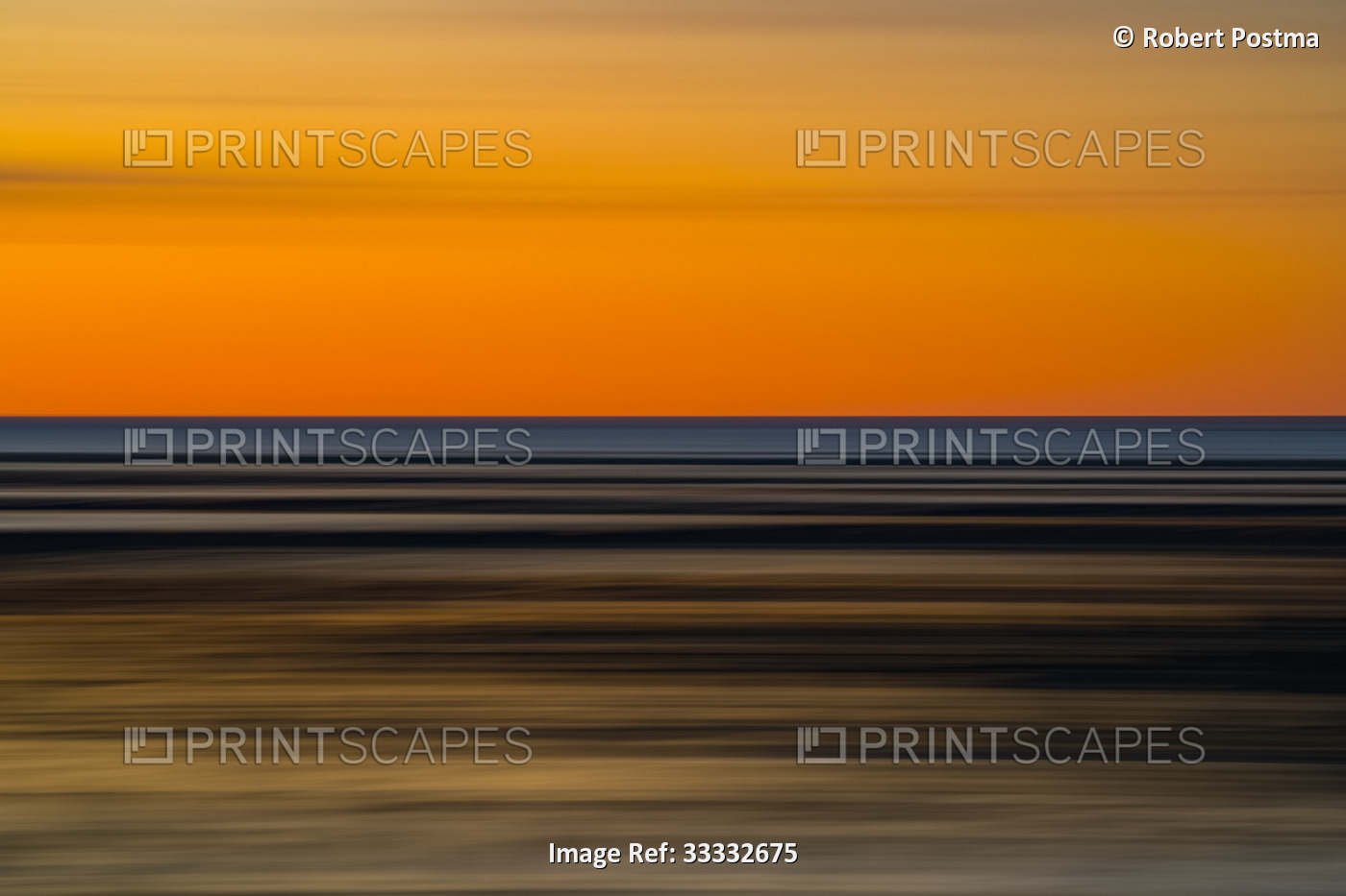 Impressionistic image of the shoreline of Hudson Bay. Taken by panning with a ...