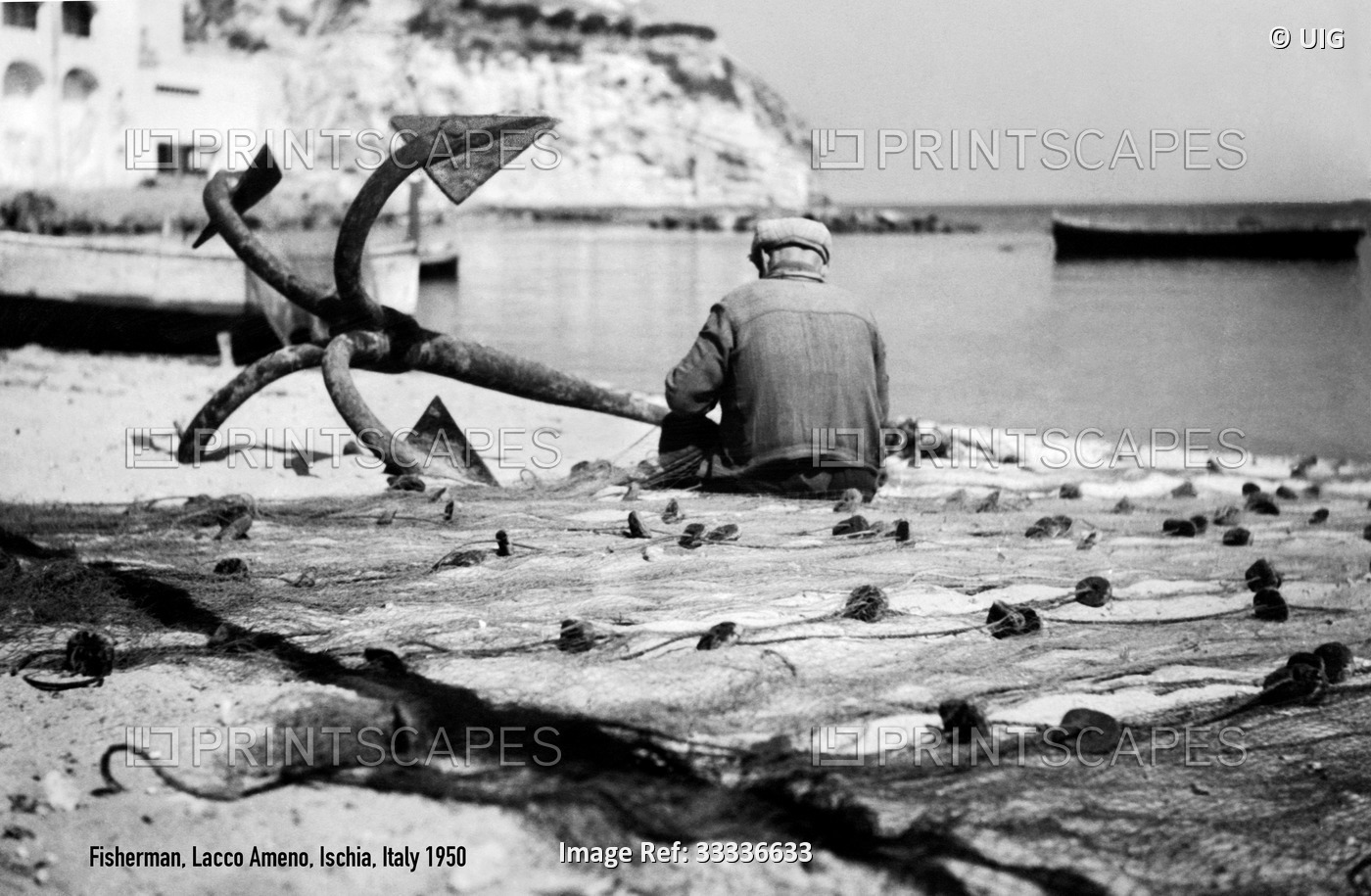 campania, isola d'ischia, una spiaggia di lacco ameno, 1945 1950
