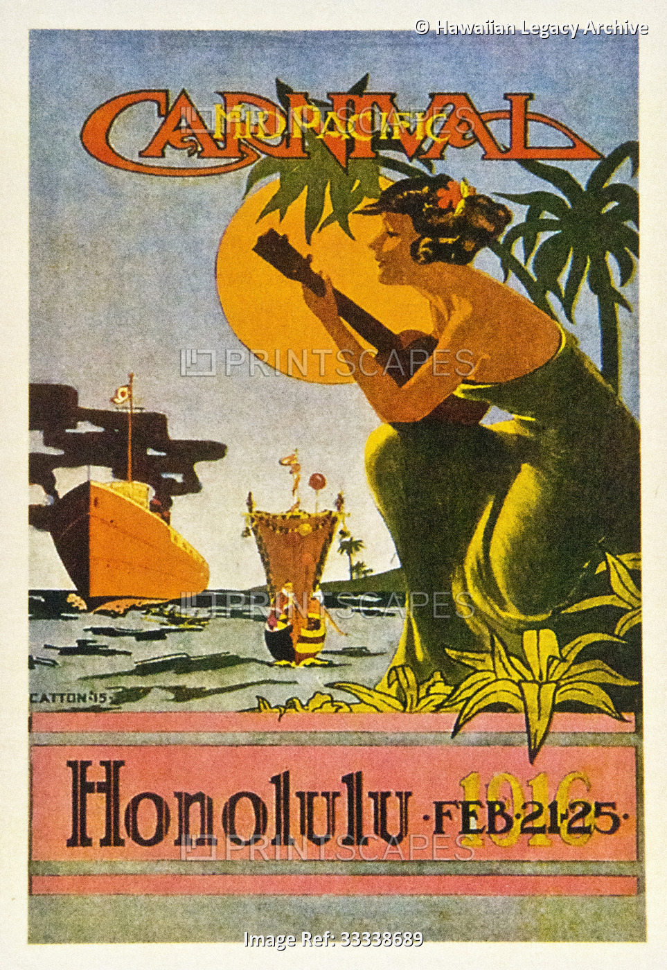 Carnival Postcard, Honolulu, Oahu, Hawaii, circa 1916; Artwork