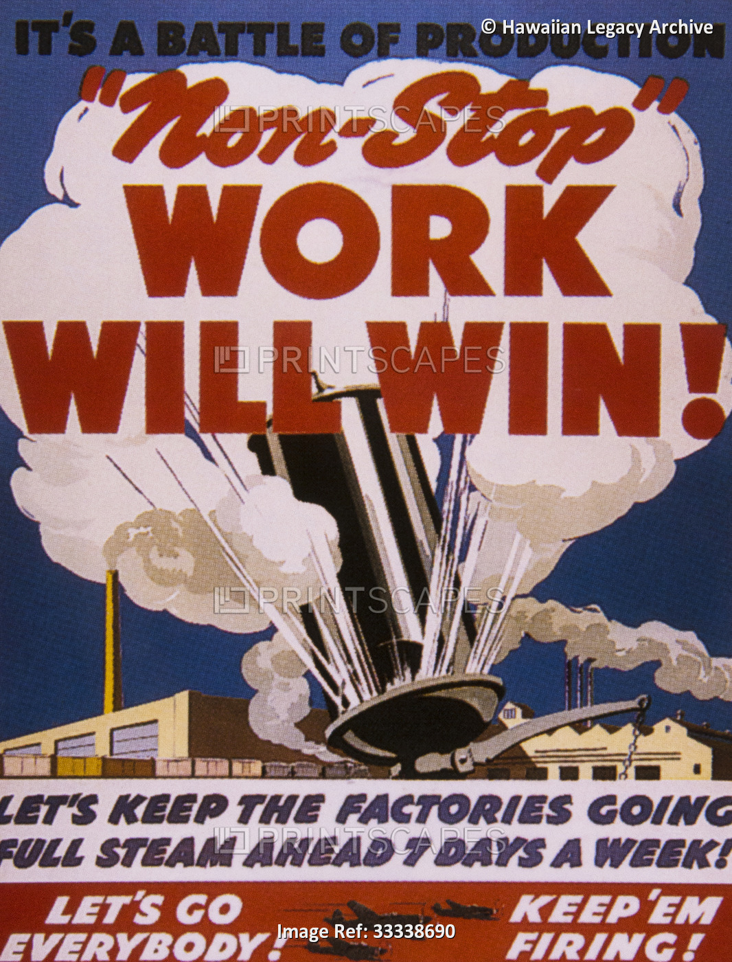 War Propaganda for factory work, World War 2, circa 1942; Artwork