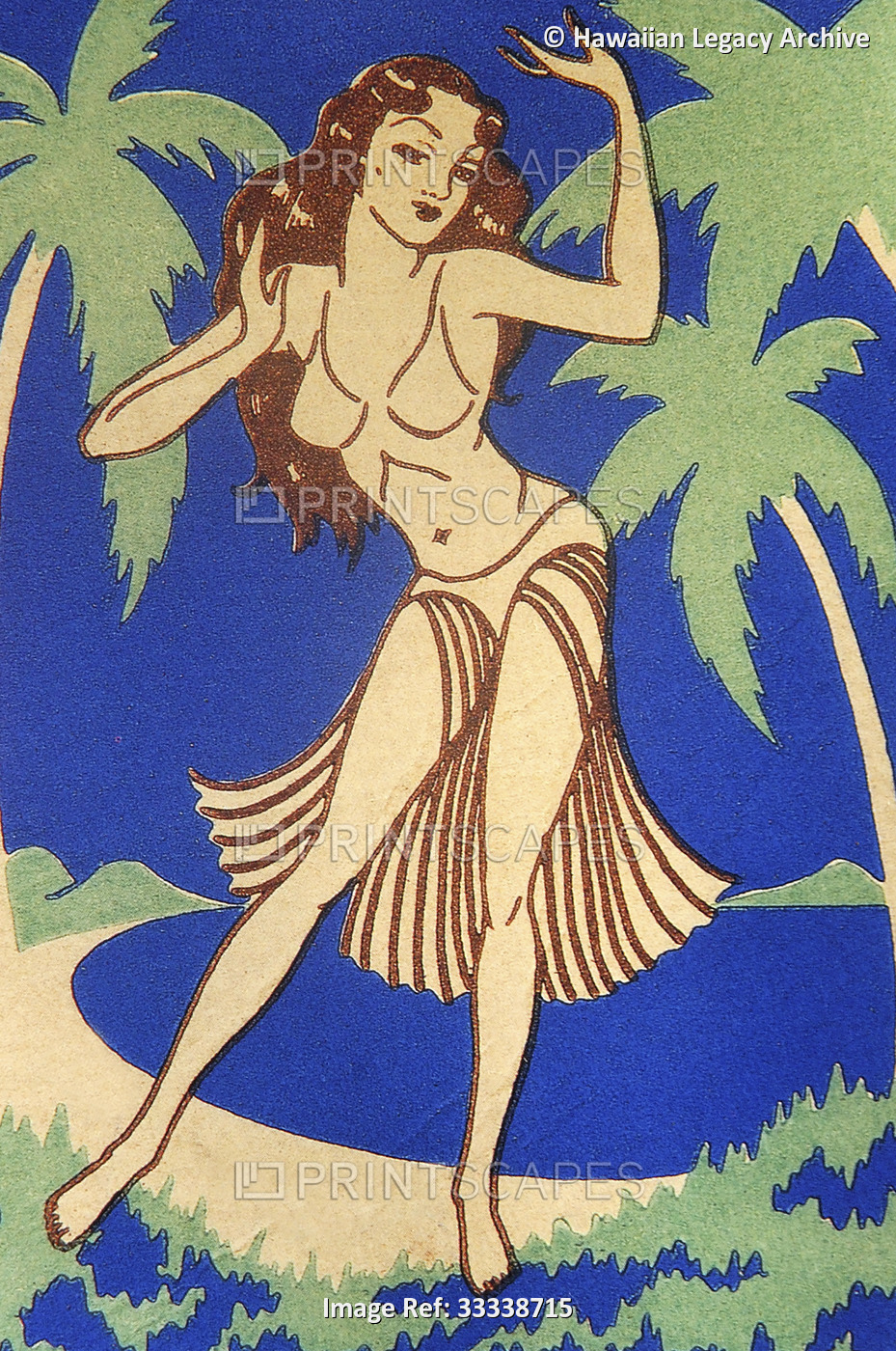 Matchbook Hula Girl, Hawaii, circa 1955; Artwork