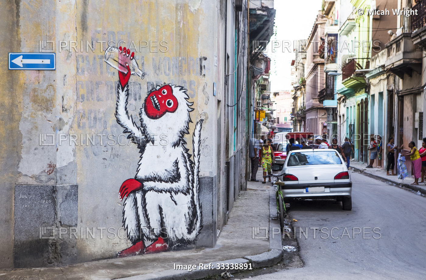 Street scenes through the old city of Havana, with graffiti painted on the ...