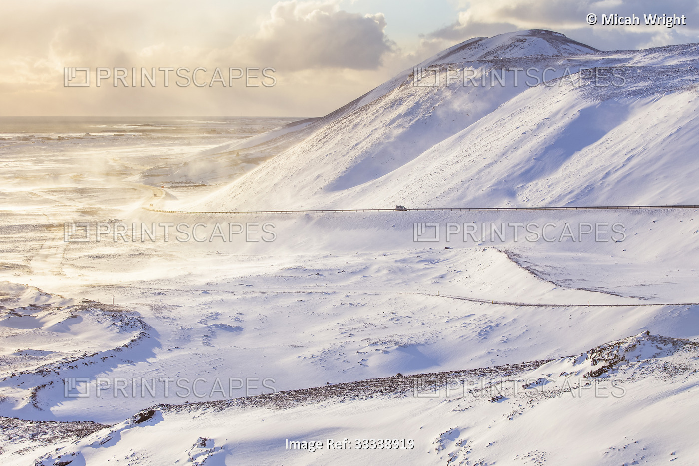 Vast snowy rugged terrain of Iceland; Iceland