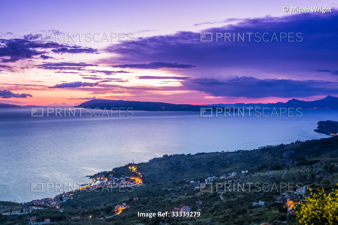 The stunning high altitude cliffside roads along the coastline of Croatia. A ...