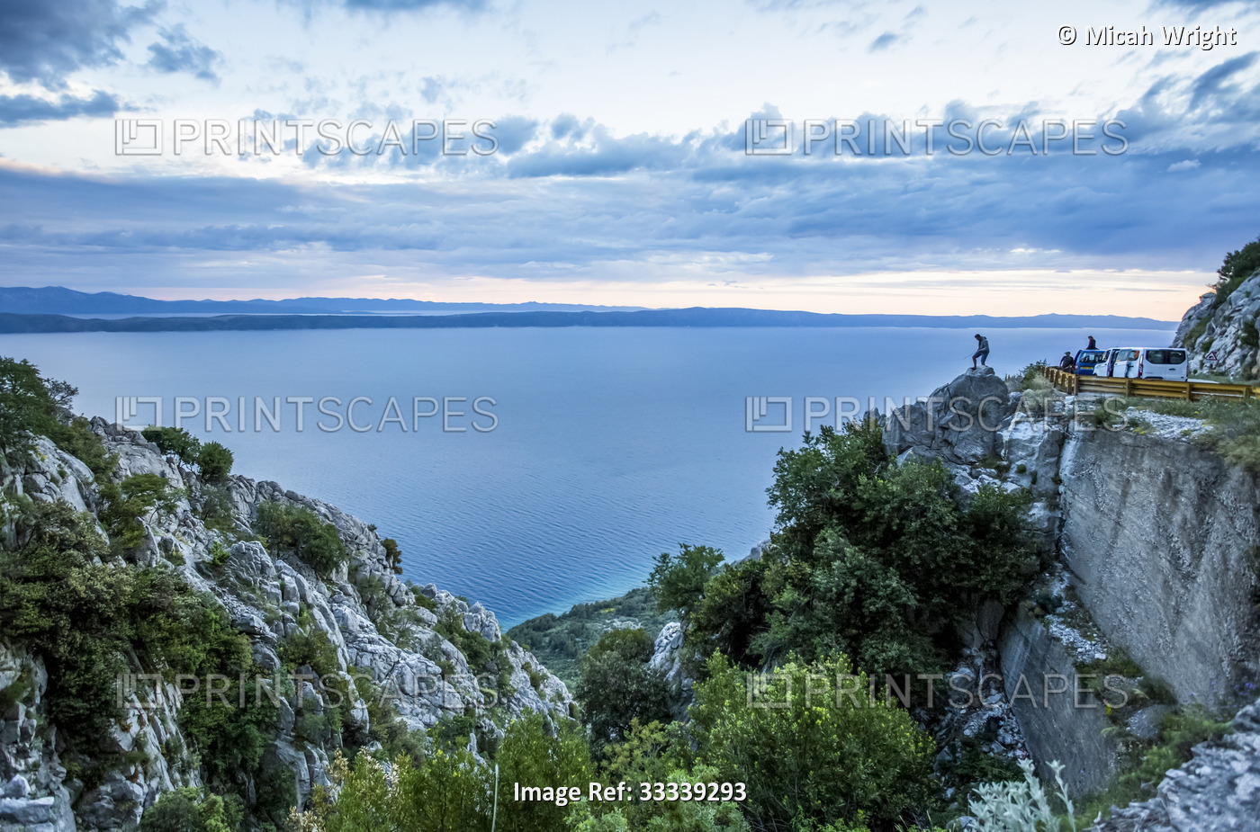 The stunning high altitude cliffside roads along the coastline of Croatia. This ...