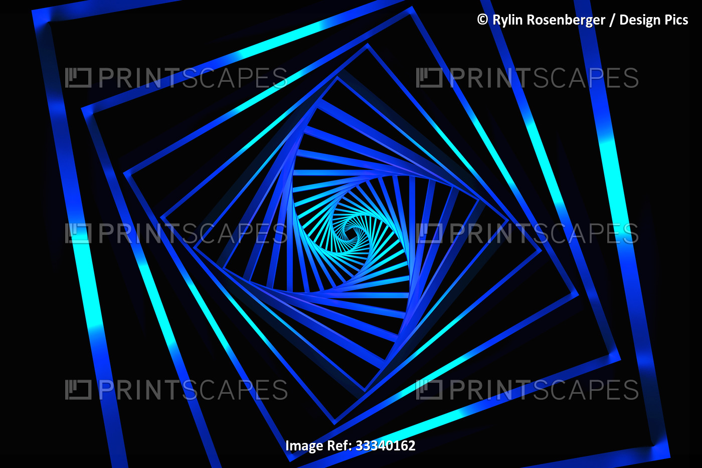 Digital black and blue 3-Dimensional art