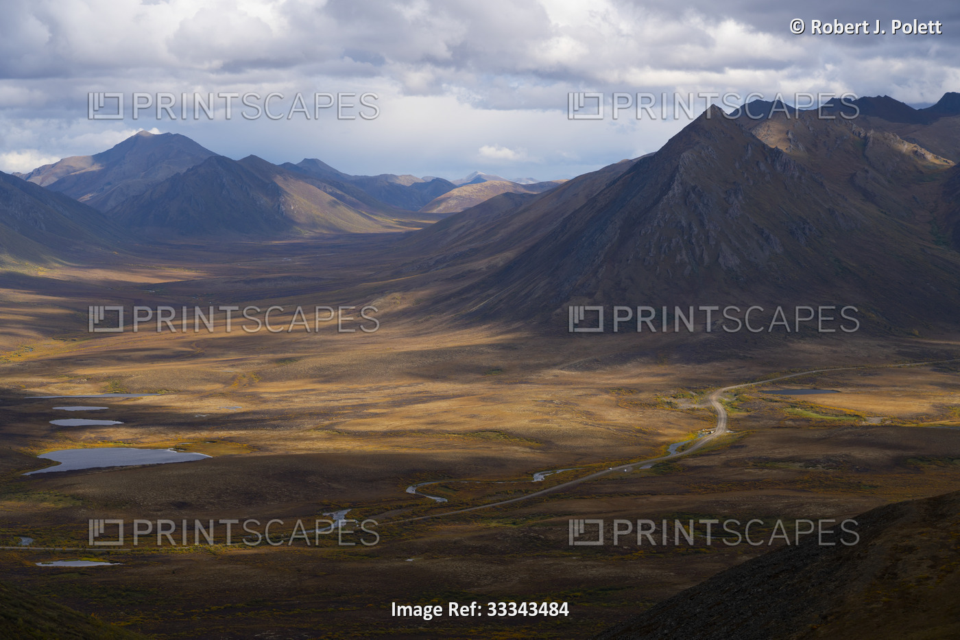 Awe-inspiring overview of the mountains and valleys along the Dempster Highway ...