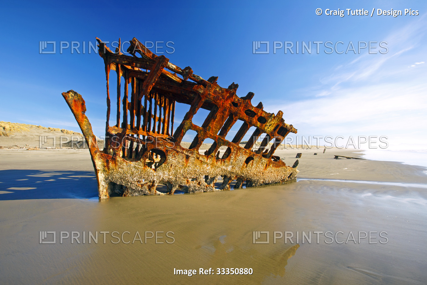 Shipwreck of the Peter Iredale on the beach in Fort Stevens State Park; ...