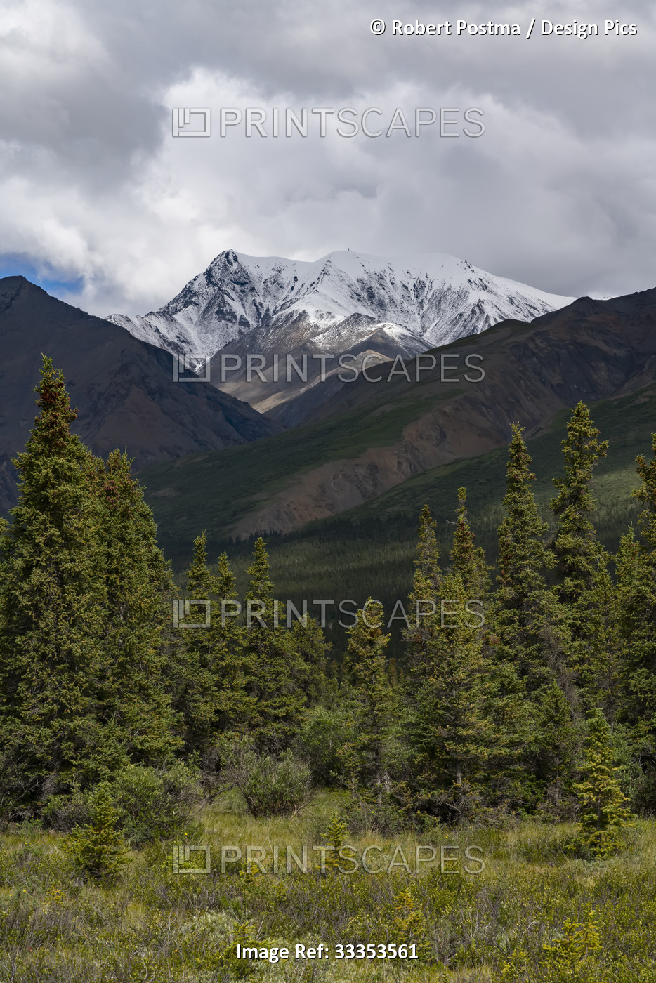 Mountain landscape near Haines Junction, Kluane National Park and Reserve; ...