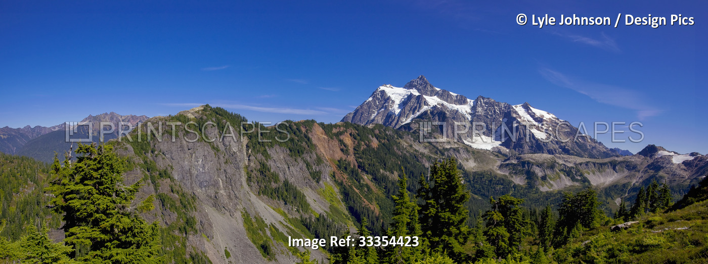 Panoramic of Mount Shuksan viewed from Mount Baker National Recreation Area; ...