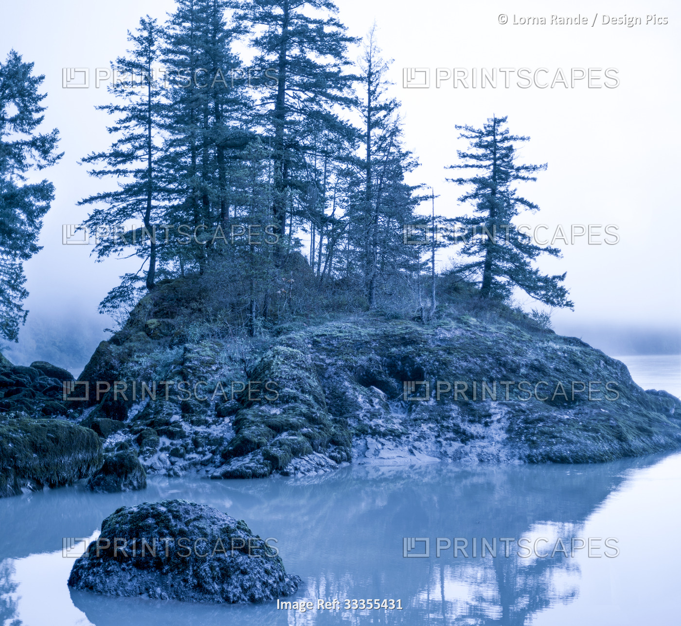 A misty morning over the Fraser River; Hope, British Columbia, Canada