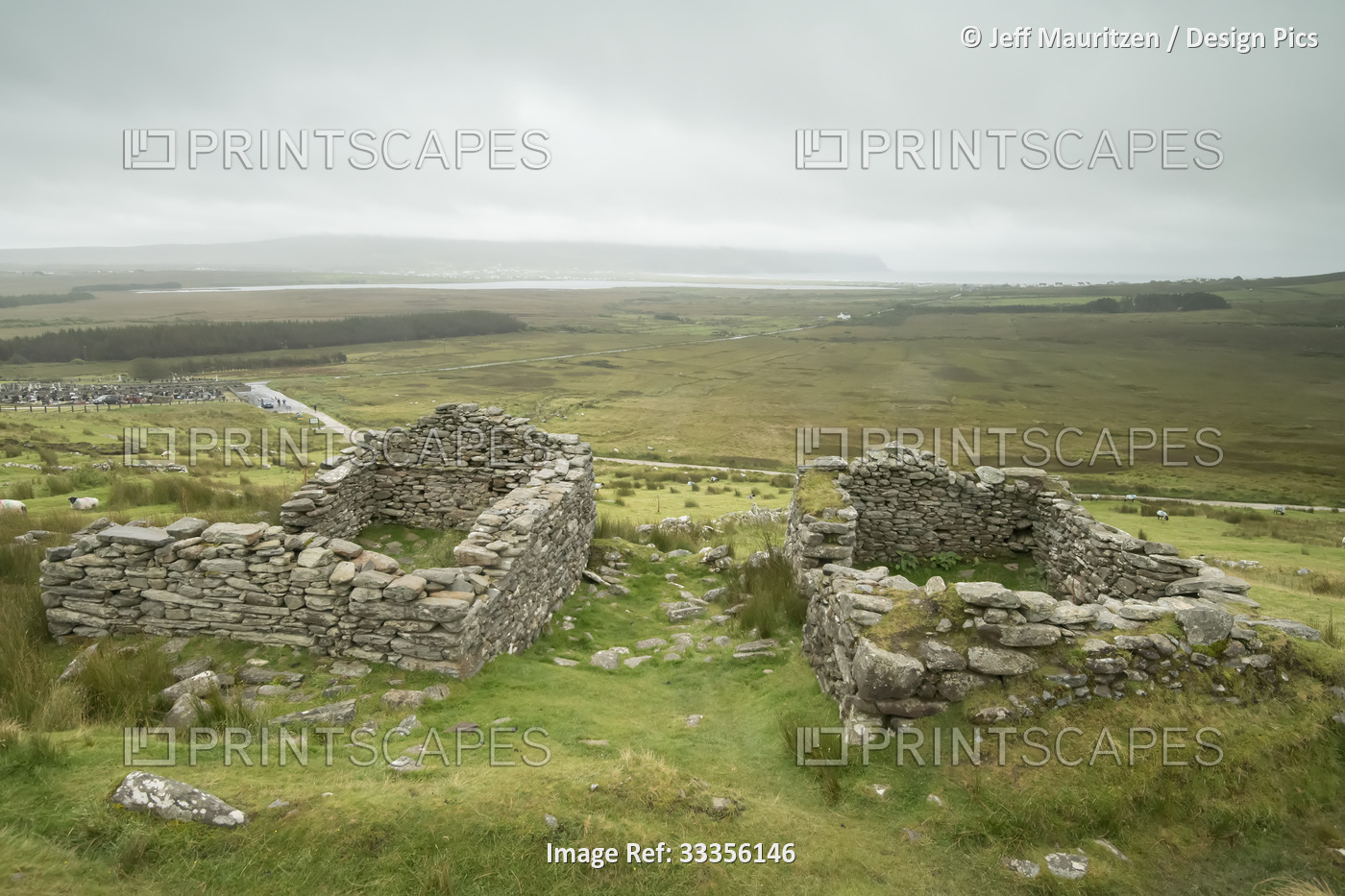 Remains of the 19th Century Slievemore Deserted Village on Achill Island; ...